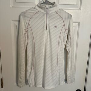 Ariat White with Pink Stitching Heat Series Pullover